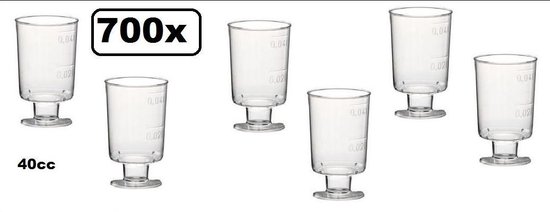 700x Shotglas/Borrelglas op voet - 40 cc - Plastic - shot glas schnapps  borrel drank... | bol.com