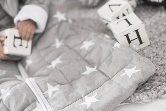 Jollein Little Star Padded Babyslaapzak met afritsbare mouw - 90 cm - Grijs