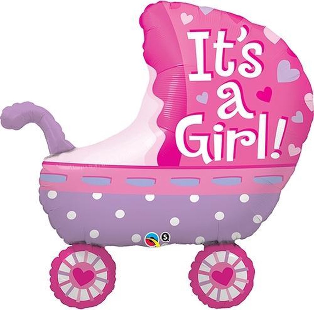 Qualatex - Folieballon Super kinderwagen roze 89 cm