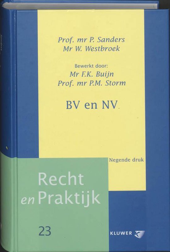 Cover van het boek 'BV en NV / druk 9' van P. Sanders en F.K. Buijn