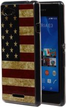 Amerikaanse Vlag TPU Cover Case voor Sony Xperia E3 Hoesje