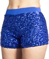 Hotpants pailletten kobalt blauw
