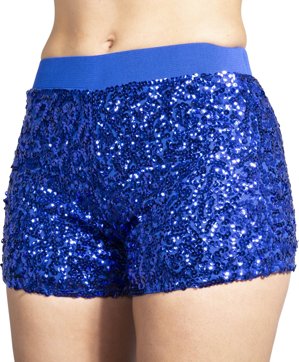 Hotpants pailletten kobalt blauw - Maat 34 t/m 38 - Toppers 2025
