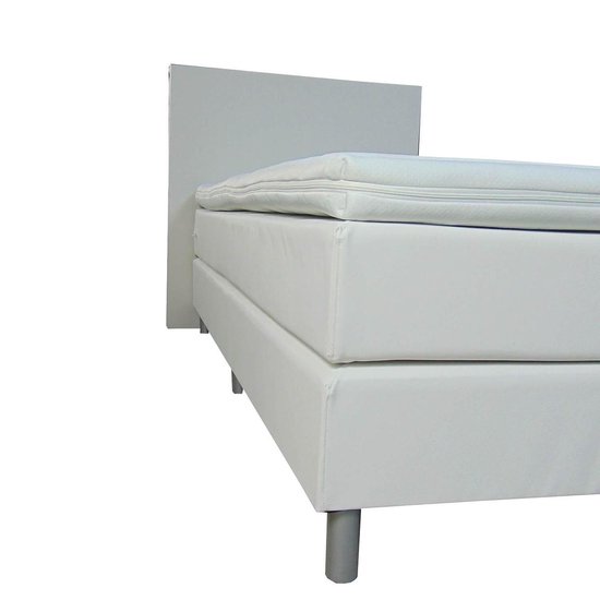 Slaaploods.nl Anda - Sommier avec matelas - 80x200 cm - Cuir artificiel - Blanc