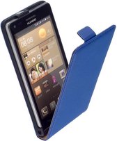 LELYCASE Blauw Echt Lederen Flip Case Cover Hoesje Huawei Ascend G6