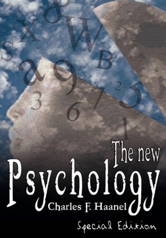 La couverture de 'The New Psychology' par Charles F. Haanel, Special Edition. Un profil de visage sur un fond de ciel et de chiffres.