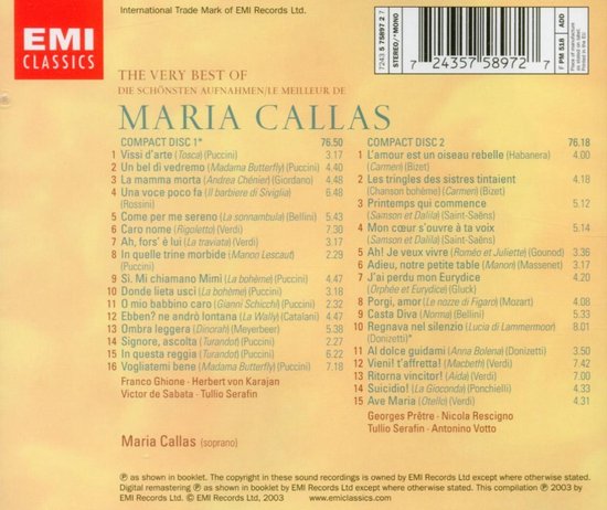 Very Best Of Maria Callas, Maria Callas | Muziek | bol.com