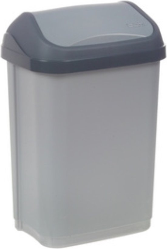 Prullenbak - 10 l - kunststof - grijs