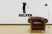 Muursticker - Golfer - 50x58 - Zwart