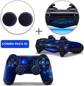 CPU / Blauw Combo Pack XL - PS4 Controller Skins PlayStation Stickers + Thumb Grips + Lightbar Skin Sticker