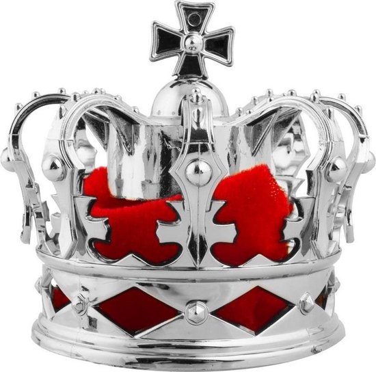 Mini konings kroontje op clip zilver van 8 cm - Carnaval verkleed kroontjes