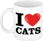 I Love Cats koffiemok / beker 300 ml - cadeau voor katten/ poezen liefhebber