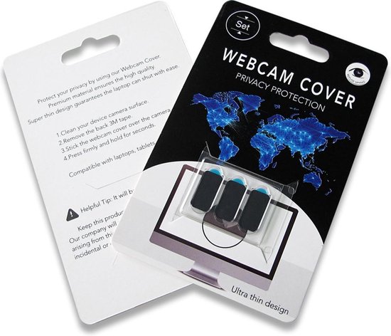 Webcam cover 3 stuks (zwart) privacy protector ultra compact en zeer voordelig! Ook leuk als cadeau, in geschenkverpakking! - SurvivalStore