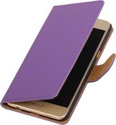 Étui portefeuille violet solide de type livre pour Samsung Galaxy C5