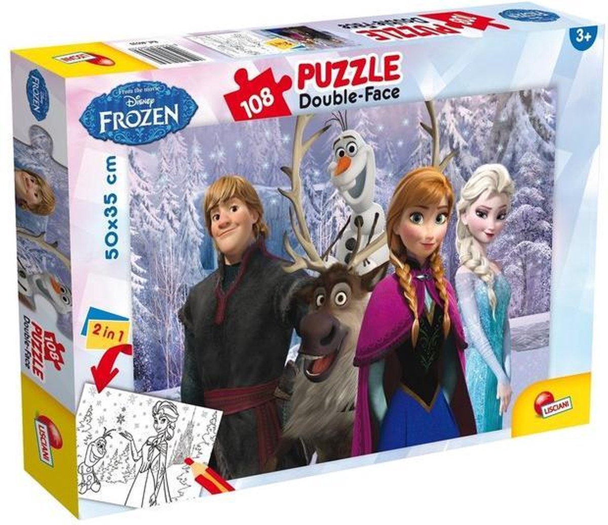 Lisciani - frozen - double face - puzzel - 108 stukjes