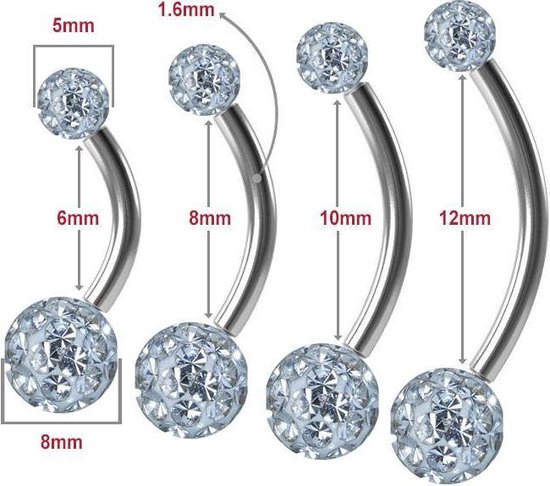 Navel Piercing enige echte Helderwit Swarovski