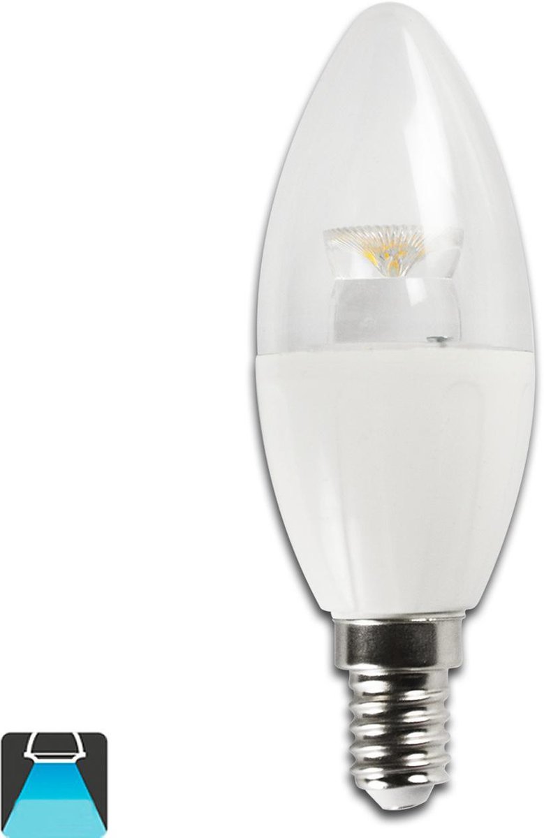 Aigostar Led lamp C5 C37 6W, E14 kleine fitting, daglicht 6400K