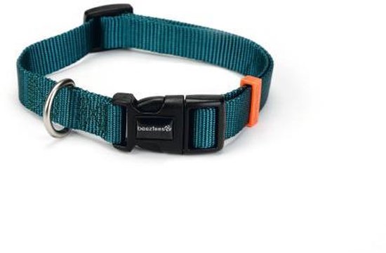 Beeztees nylon halsband uni. Blauw. 26-40x15mm cm x 10 mm.