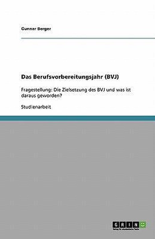 Das Berufsvorbereitungsjahr (BVJ) - cover