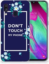 Samsung A40 TPU Silicone Hoesje Flowers Blue DTMP