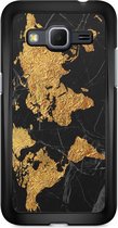 Samsung Core Prime hoesje - Wereldmap | Samsung Galaxy Core Prime case | Hardcase backcover zwart