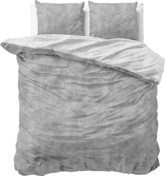 Sleeptime Flanel Twin Washed Cotton Dekbedovertrekset - Tweepersoons - 200 x 200/220 + 2 kussenslopen 60x70 - Grijs
