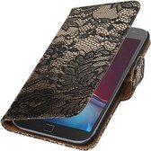 Zwart Lace booktype wallet cover hoesje voor Motorola Moto G4 / G4 Plus