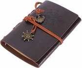 Vintage Lederen Notitieboek / Schetsboek / Schrijfmap / Notebook / 7 kleuren - Koffie - A5