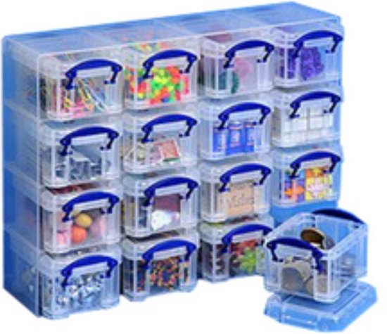 Cube mural Really Useful Box avec 16 x 014 litres transparent