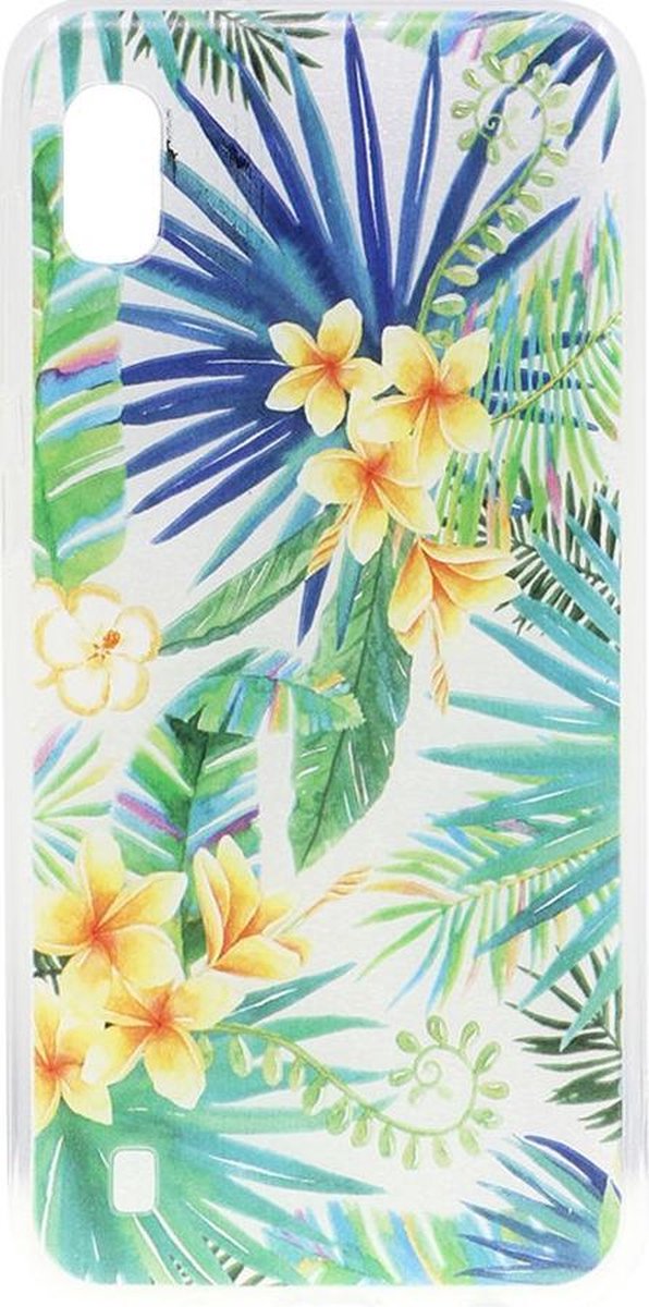 Shop4 - Samsung Galaxy A10 Hoesje - Zachte Back Case Bloemen en Bladeren Gekleurd