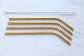 Happy Straw HERBRUIKBARE Roestvrijstalen RVS rietjes - kleur: goud - inclusief schoonmaak borsteltje