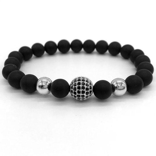 Memphis armband Matte Agaat kralen Zirconia Ball