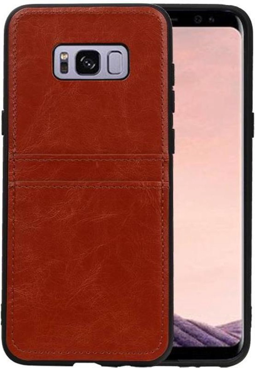 Back Cover met 2 Pasjeshouder Hoesje Geschikt voor Samsung Galaxy S8 Plus Bruin