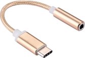 3,5mm Jack female aux naar USB-C (type-c) headset adapter kabel geweven Goud/Gold | 8CM