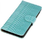 Snake Bookstyle Wallet Case Hoesjes voor LG Optimus L70 Turquoise