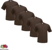 Fruit of the Loom - 5 stuks Valueweight T-shirts Ronde Hals - Chocolate - XL