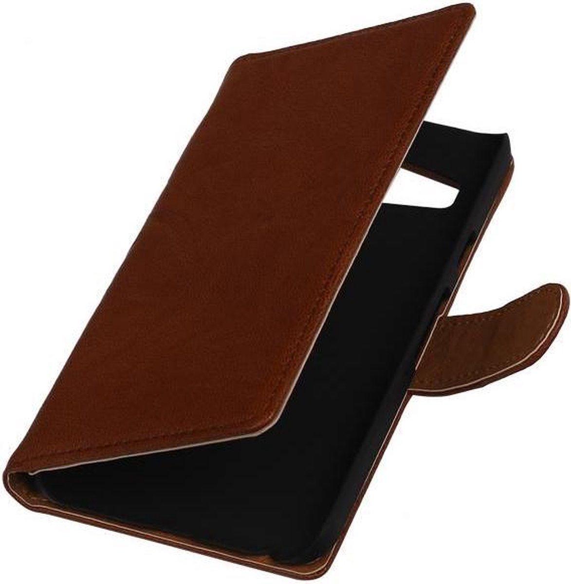 Bruin echt leer lederen bookcase case Telefoonhoesje voor de Samsung Galaxy Ace 2