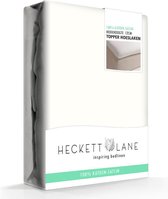 HnL Living - Hoeslaken - Topper - Satin de coton - 80 x 200 cm - Blanc cassé