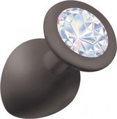 Lola Toys - Emotions - Buttplug met Diamant - Anaal - Siliconen - Maat L -  42mm -  Zwart met Maansteen Diamant