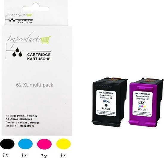 Improducts® Inkt cartridges - Alternatief HP 62 / HP 62XL - C2P05AE - C2P07AE multi pack