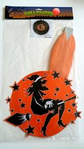 Halloween decoratie Heks Oranje Maan 50cm doorsnee