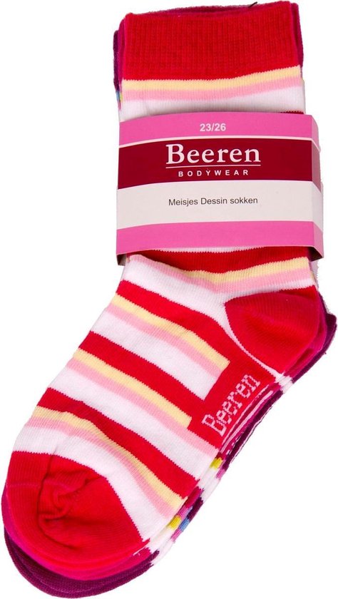 Beeren Bodywear Meisjes Sokken 3-PACK - Kleurrijk - Maat 27/30