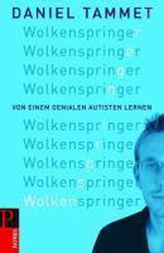 Boekomslag 'Wolkenspringer' door Daniel Tammet op lichtblauwe achtergrond met een foto van de auteur.