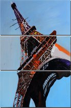 Schilderij Eiffeltoren 3-luik 60 x 90 Handgeschilderd - Artello - handgeschilderd schilderij met signatuur - schilderijen woonkamer - wanddecoratie - 700+ collectie Artello schilde
