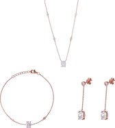 Orphelia SET-7419 - Ensemble de bijoux Center Stone: Collier + Bracelet + Boucles d'oreilles - Argent 925 Rosé - 19,5 / 43 cm