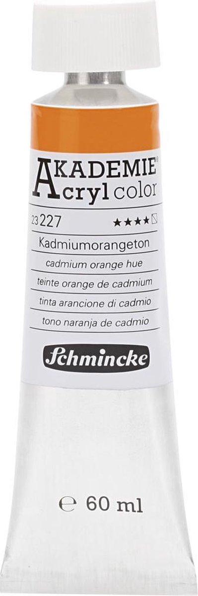 Schmincke AKADEMIE® Acryl color, semi-transparent, good fade resistant, 60 ml, cadmium orange hue (227)