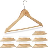 Relaxdays 84 x kledinghangers - kledinghangerset - hout - garderobehangers – bruin
