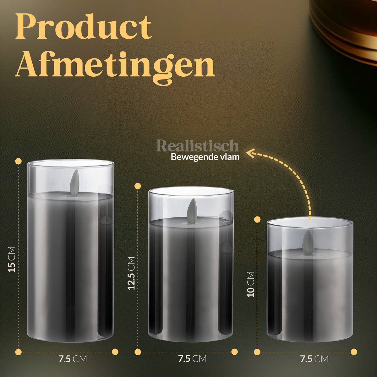 Aurae Led Kaarsen met Bewegende Vlam - 3x - Echte Wax - Afstandsbediening - 250+ Branduren - op Batterijen - Flikkerende Vlam - Timer - Kerst Kaarsen — cadeau in Wonen & Interieur - foto 8