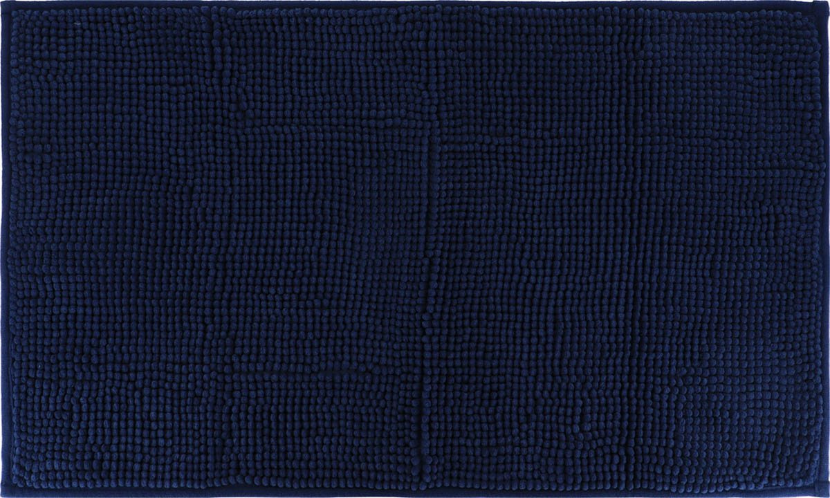 Tendance Badmat microfiber - bolletjes - blauw - 45x75 cm - absorberend - badkamer mat - antislip - zacht