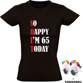 So Happy I'm 65 Today T-shirt femme avec de jolies lunettes de soleil - merde - fête - anniversaire - cadeau - cadeau d'anniversaire - 65 ans